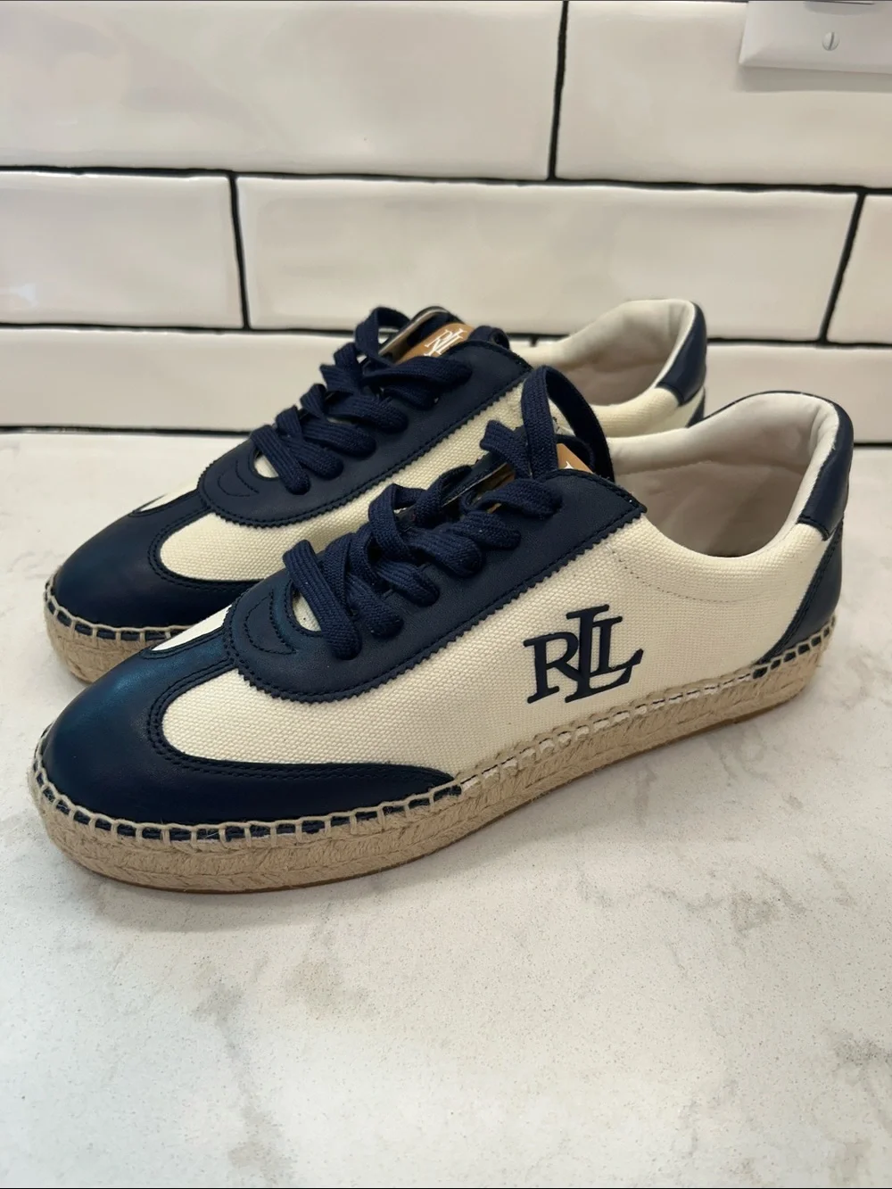 Lauren Ralph Lauren Women's Luize Canvas & Suede Espadrille Sneakers Size 10 NEW